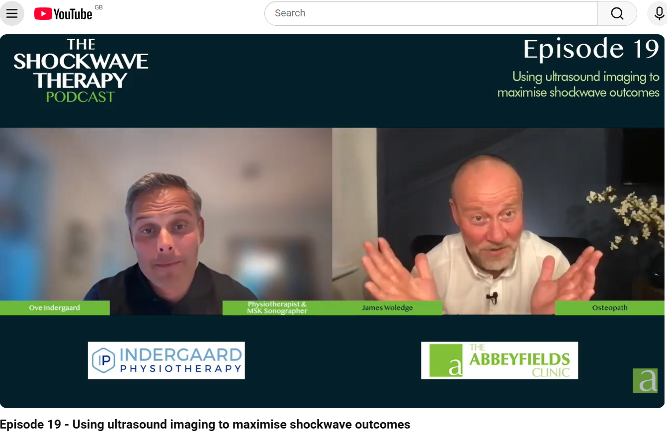 Point of care ultrasound and shockwave therapy podcast with James Woledge and Ove Indergaard